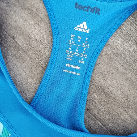 Blue Climalite Adidas TechFit Sport Bra - Picture 3 of 3